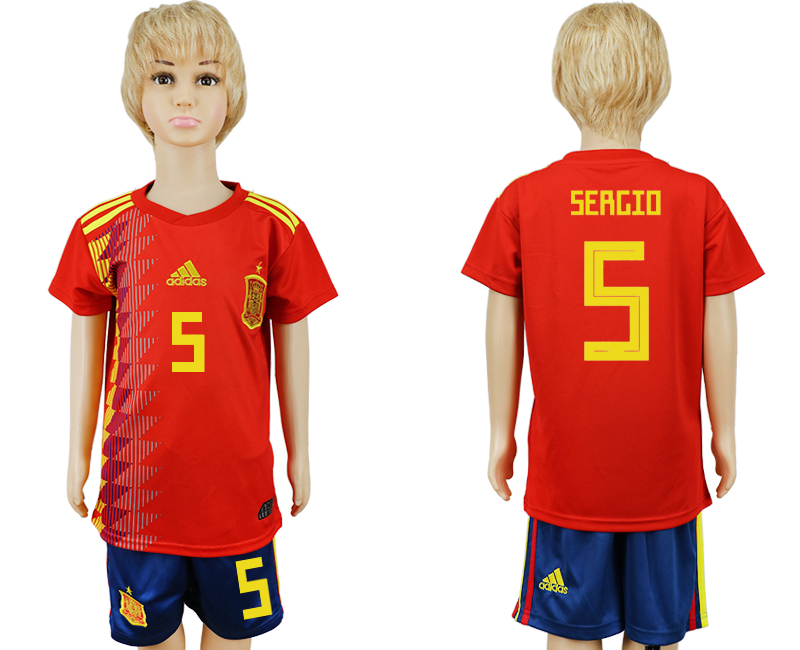 2018 World Cup Children football jersey SPAIN CHIRLDREN #5 SERGI